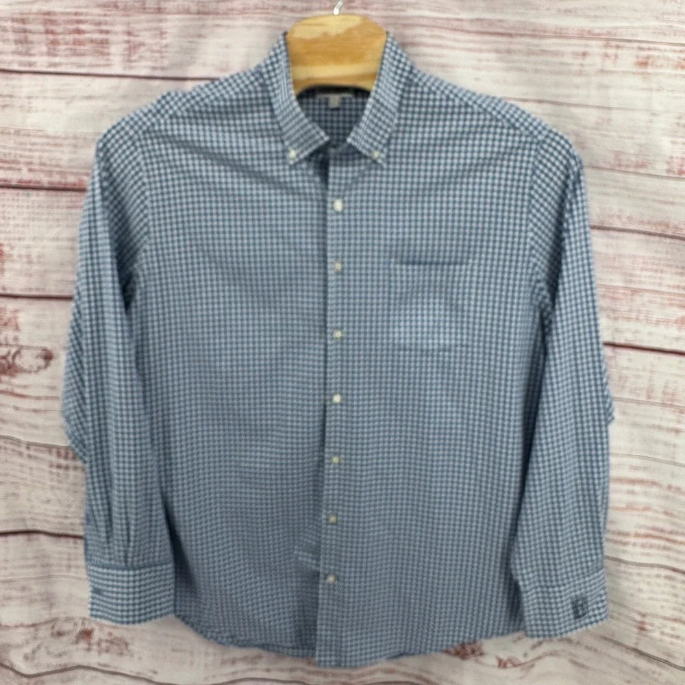Peter Millar Summer Comfort Shirt Mens XL Blue Gingham PGA Tour Performance - Picture 1 of 10